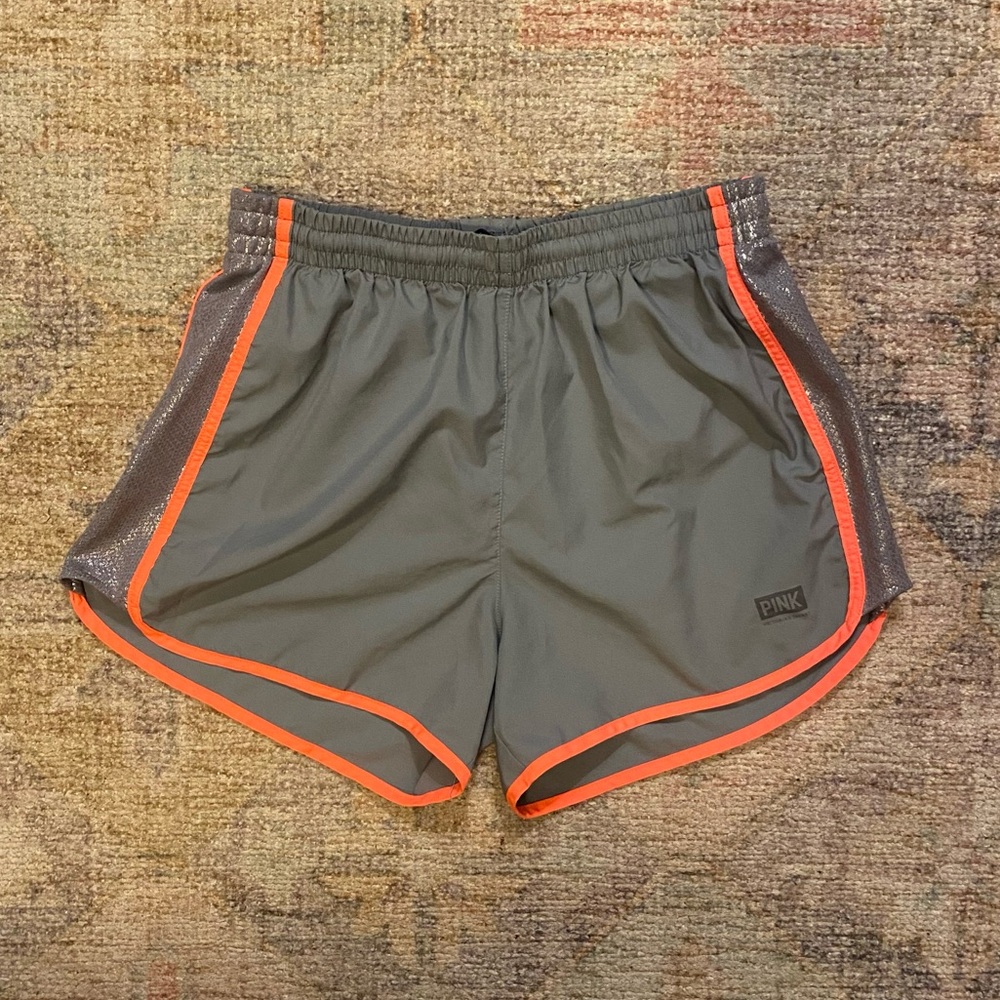 Victoria’s Secret PINK Grey & Pink Glitter Panel Athletic Shorts